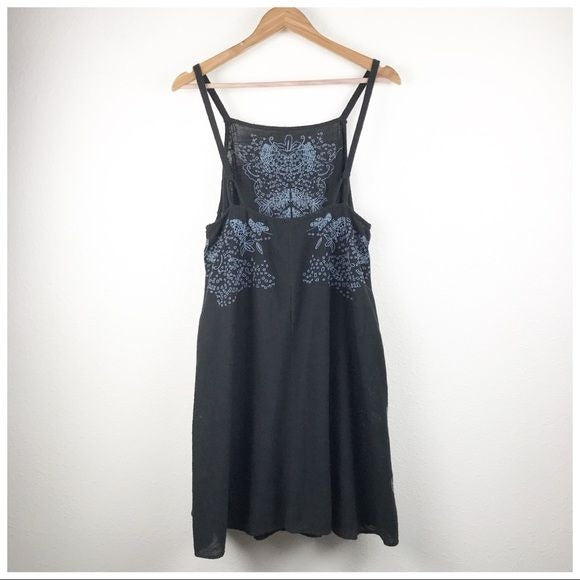 Tulum Cutwork Black Embroidered Slip Dress Size Medium