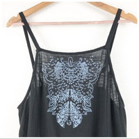 Tulum Cutwork Black Embroidered Slip Dress Size Medium