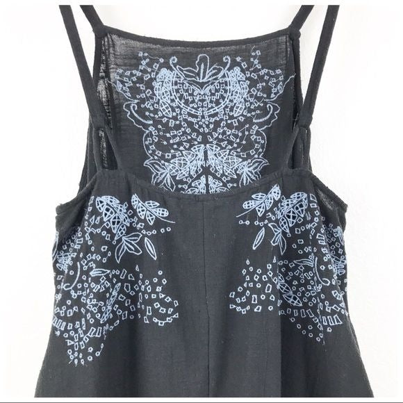 Tulum Cutwork Black Embroidered Slip Dress Size Medium