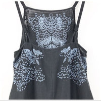 Tulum Cutwork Black Embroidered Slip Dress Size Medium