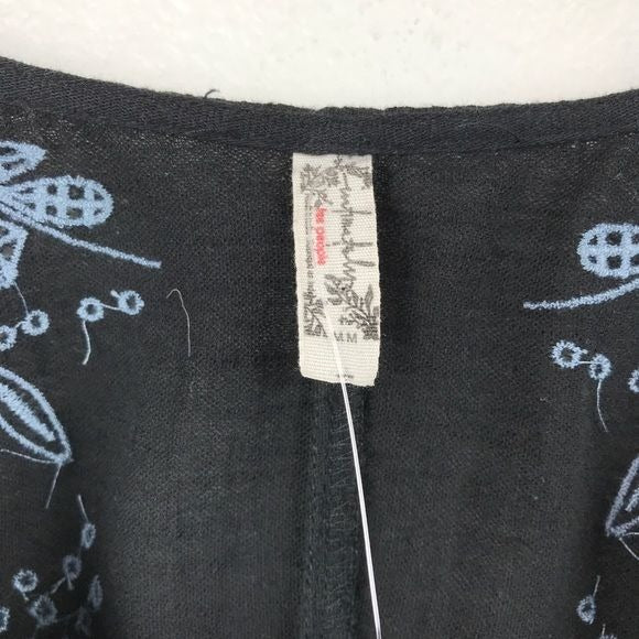 Tulum Cutwork Black Embroidered Slip Dress Size Medium
