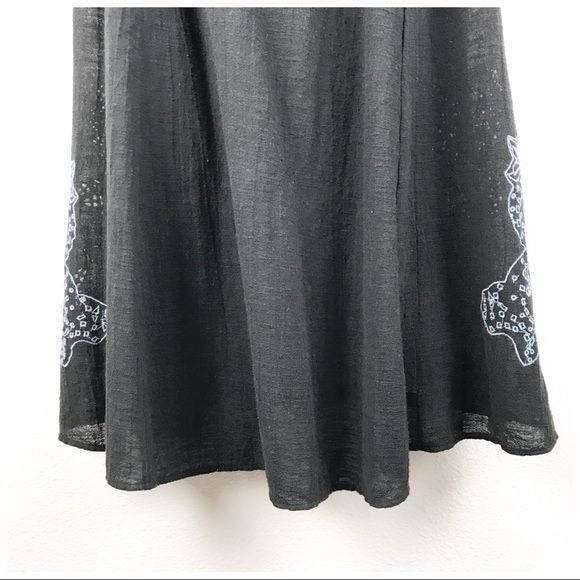 Tulum Cutwork Black Embroidered Slip Dress Size Medium