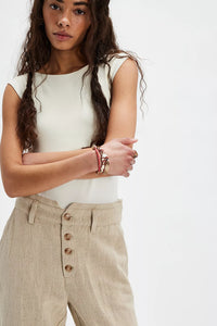 Parkway Cuffed Trousers in Natural Combo