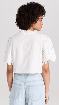 Puff Sleeve Eyelet Embroidered Top
