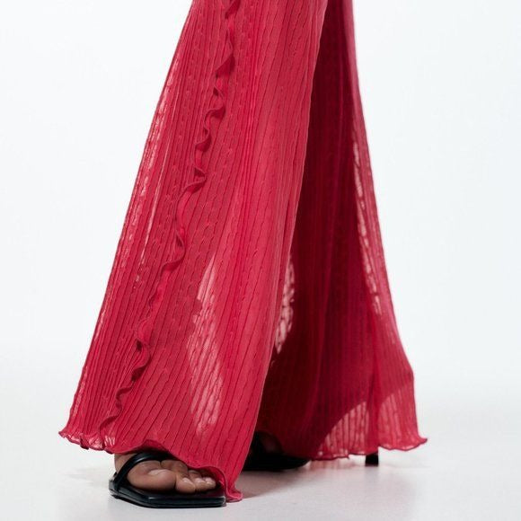 NWT Pink Pleated Flares Size Small