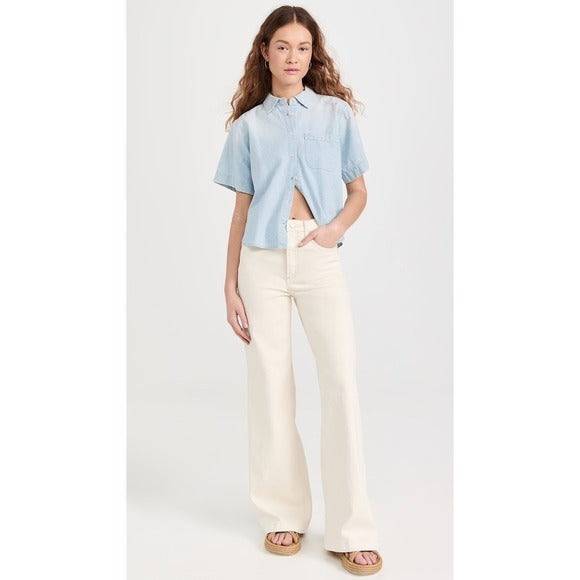 The County Top Short Sleeve Button Down in Riverbed Wash - 1