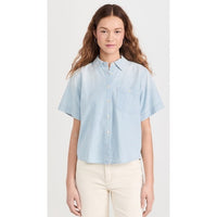 The County Top Short Sleeve Button Down in Riverbed Wash - 1