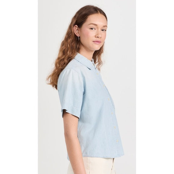 The County Top Short Sleeve Button Down in Riverbed Wash - 1