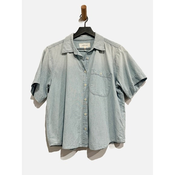 The County Top Short Sleeve Button Down in Riverbed Wash - 1