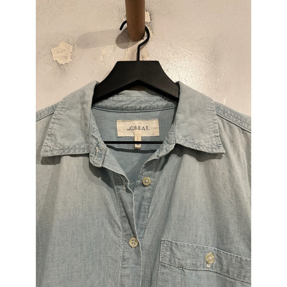 The County Top Short Sleeve Button Down in Riverbed Wash - 1