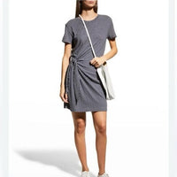 Classic Stripe Side Tie Dress in Tide Pool/ Light Slate - Medium