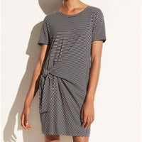 Classic Stripe Side Tie Dress in Tide Pool/ Light Slate - Medium