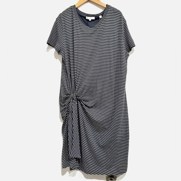 Classic Stripe Side Tie Dress in Tide Pool/ Light Slate - Medium