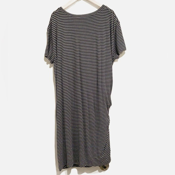 Classic Stripe Side Tie Dress in Tide Pool/ Light Slate - Medium