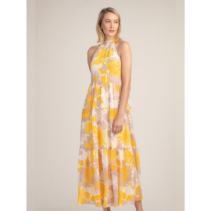 Yellow Sunglasses Floral Maxi Dress - 0