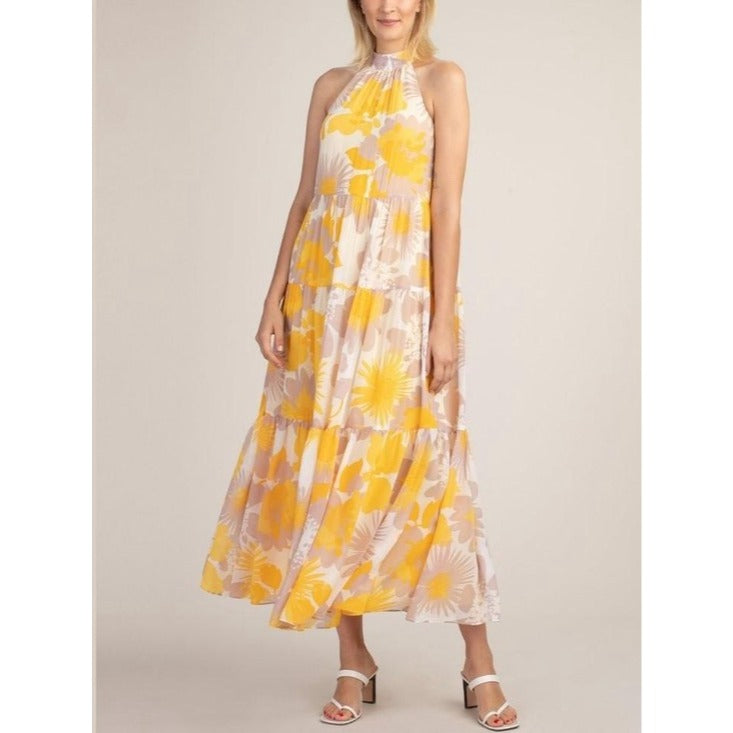 Yellow Sunglasses Floral Maxi Dress - 0