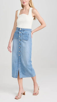 Sailor Denim Midi Skirt in Mid Vintage Blue