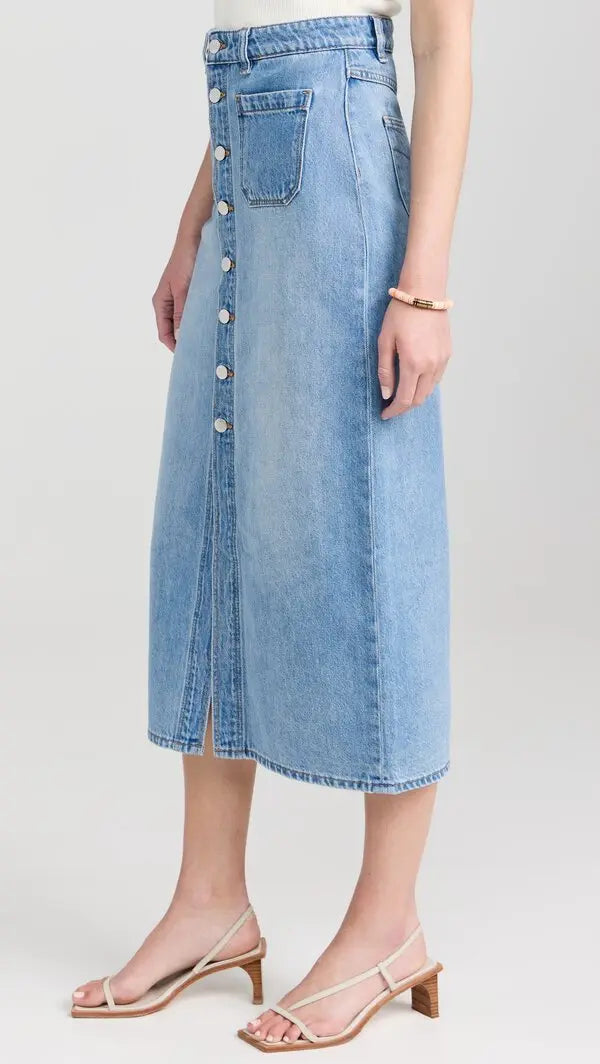 Sailor Denim Midi Skirt in Mid Vintage Blue
