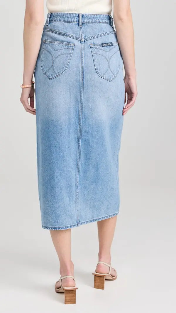 Sailor Denim Midi Skirt in Mid Vintage Blue