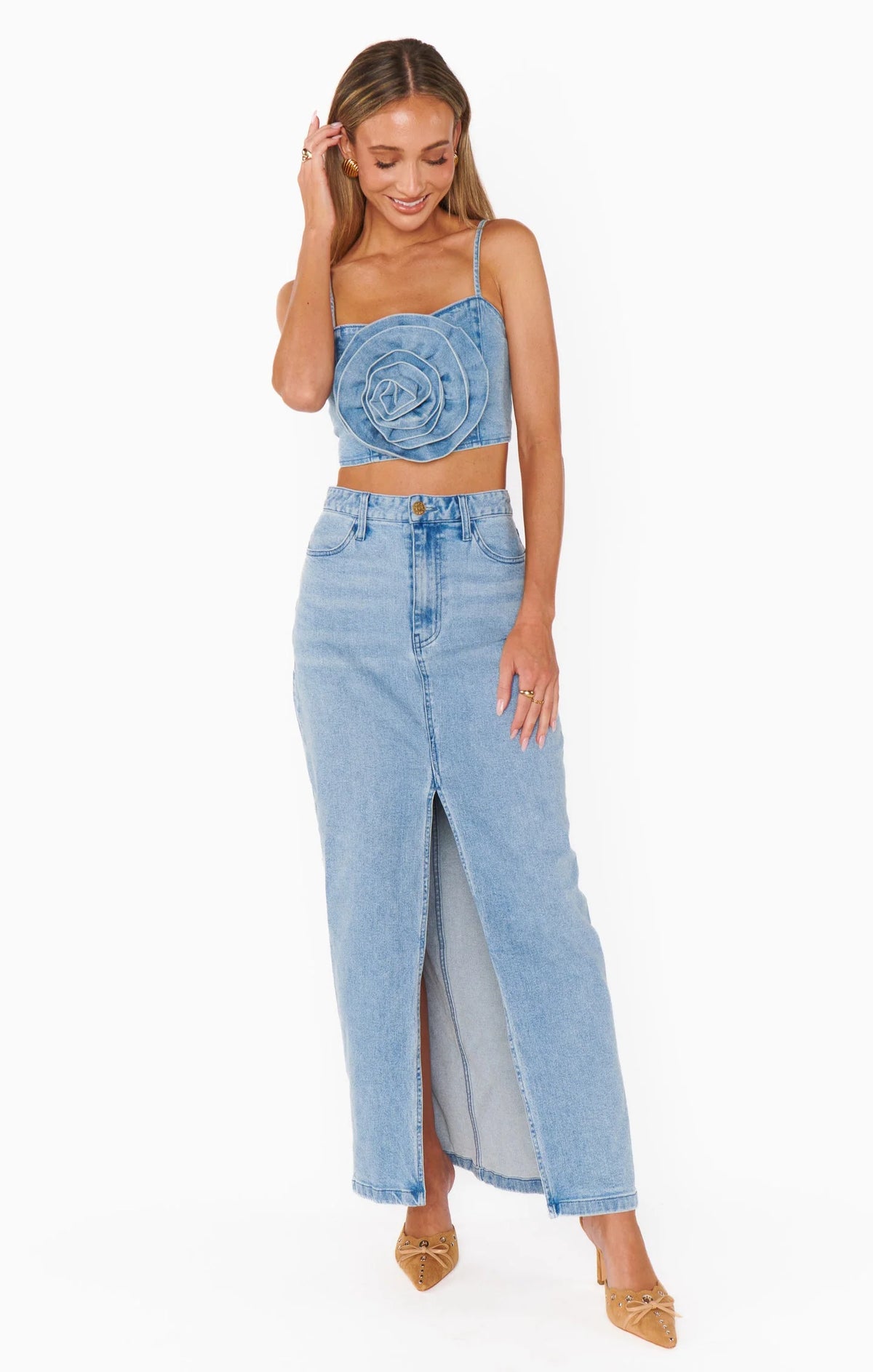 McEntire Maxi Skirt in Stone Blue
