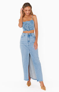McEntire Maxi Skirt in Stone Blue