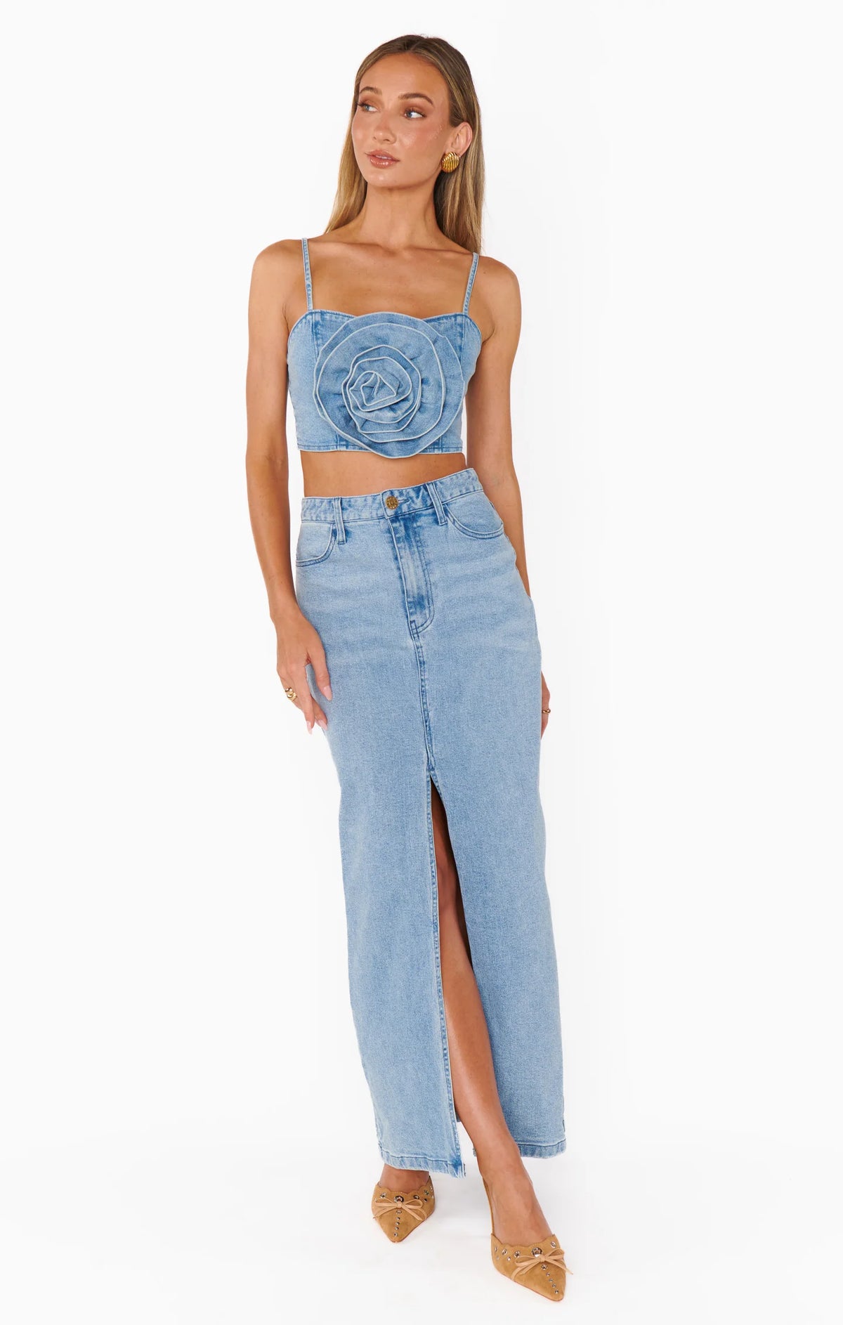 McEntire Maxi Skirt in Stone Blue