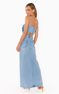 McEntire Maxi Skirt in Stone Blue