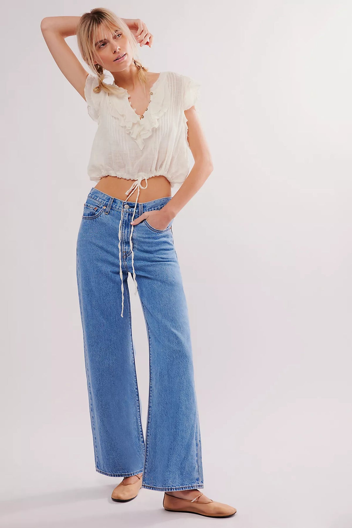 Ribcage Wide Leg Jeans in Splash Zone