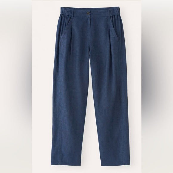 Tailored Trousers Yarn-dyed Linen in Midnight Blue