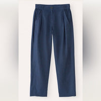Tailored Trousers Yarn-dyed Linen in Midnight Blue