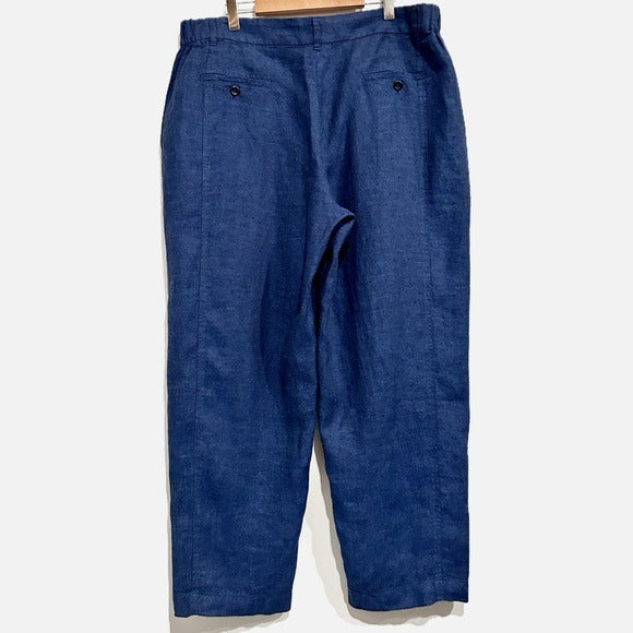 Tailored Trousers Yarn-dyed Linen in Midnight Blue