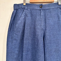 Tailored Trousers Yarn-dyed Linen in Midnight Blue