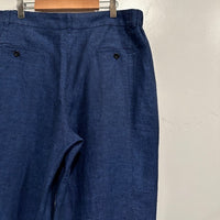 Tailored Trousers Yarn-dyed Linen in Midnight Blue