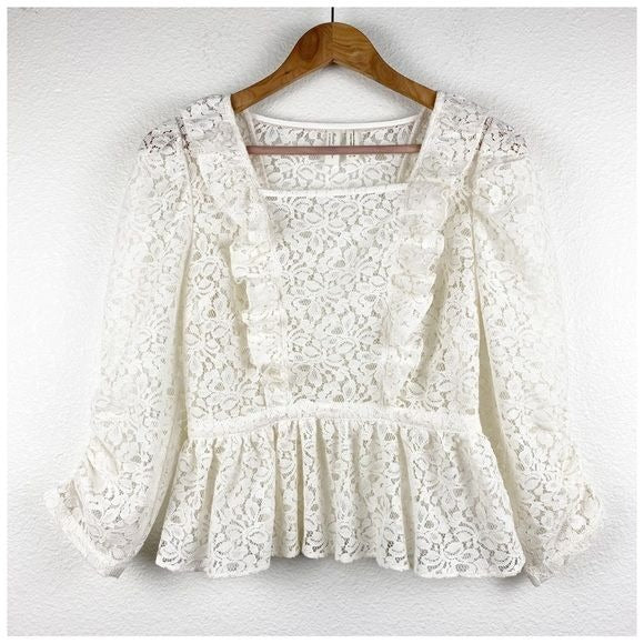 Meadow Rue Ivie Ruffled Lace Top Size 0