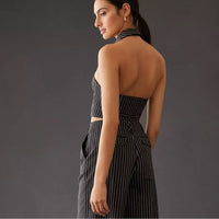 Maeve Black and White Pinstripe Vest