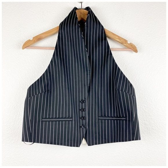 Maeve Black and White Pinstripe Vest