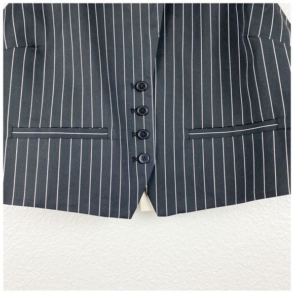 Maeve Black and White Pinstripe Vest