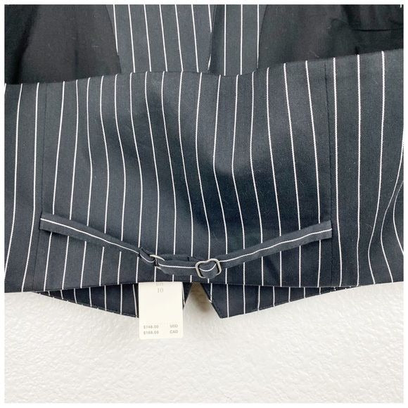 Maeve Black and White Pinstripe Vest