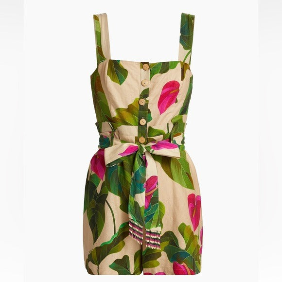 Anthurium Leaves Sand Romper Size Large