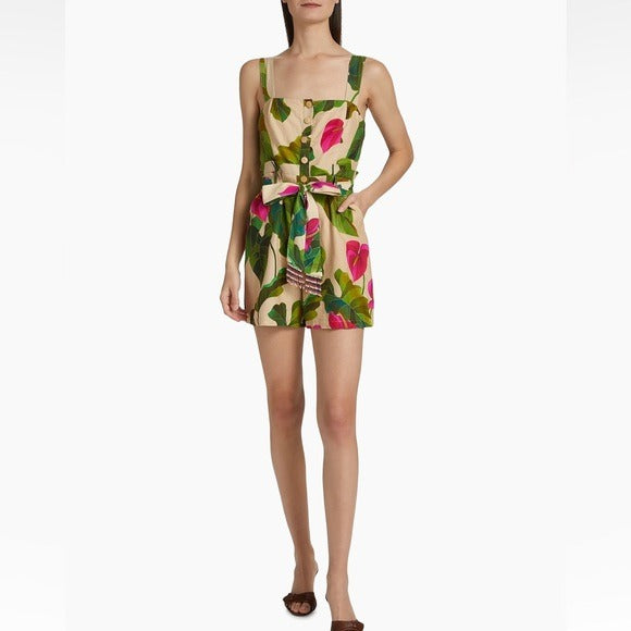 Anthurium Leaves Sand Romper Size Large