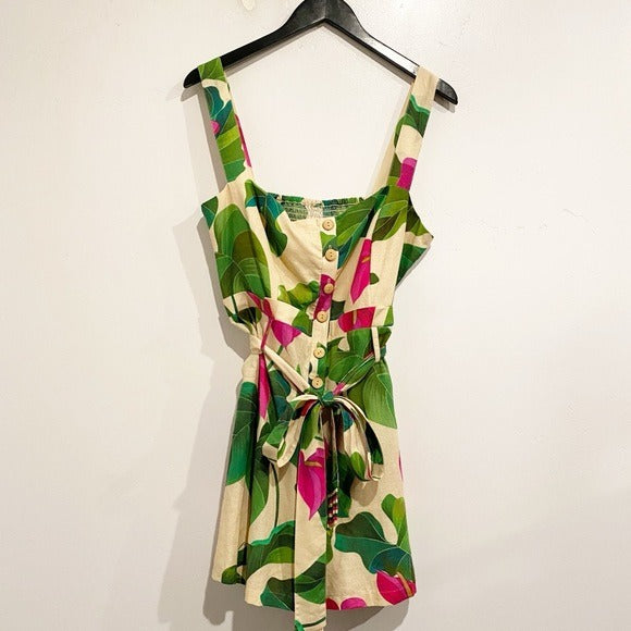 Anthurium Leaves Sand Romper Size Large