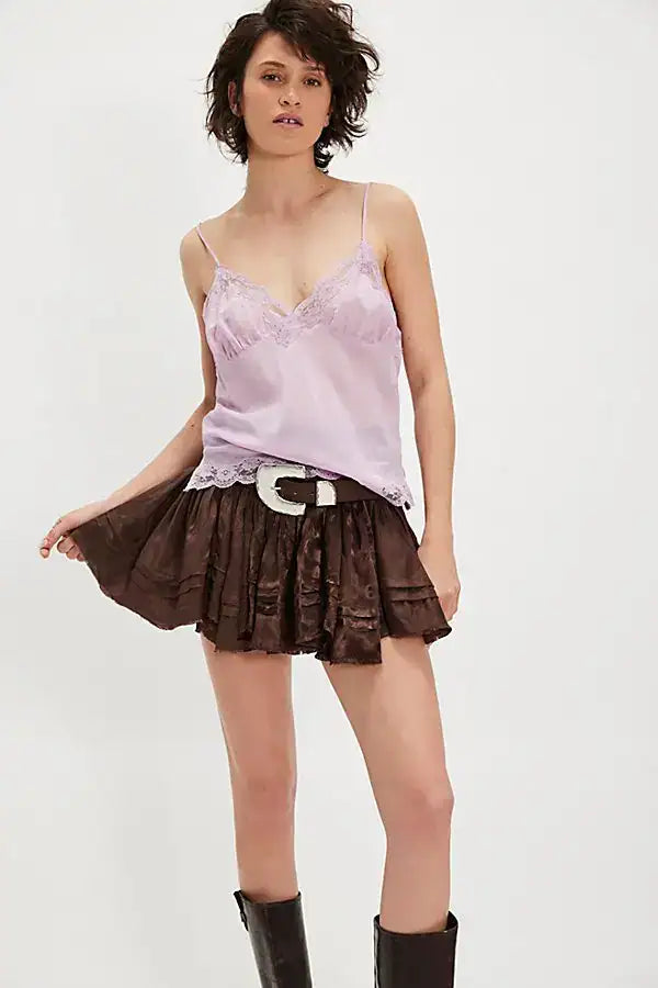 Third Charm Mini Skirt in French Chocolate