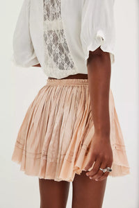Third Charm Shine Mini Skirt in Blush