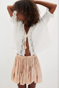 Third Charm Shine Mini Skirt in Blush