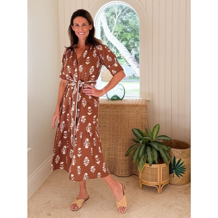 The Jane Dress in Chocolate Flower - Medium