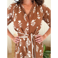 The Jane Dress in Chocolate Flower - Medium