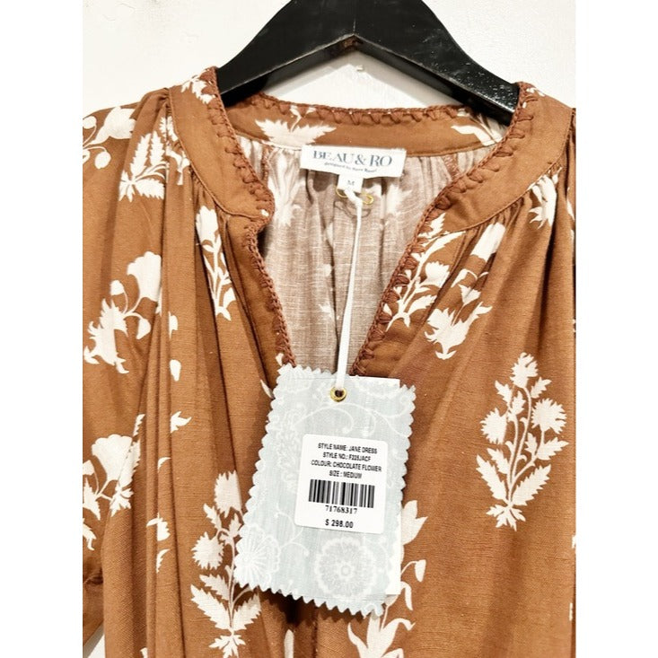 The Jane Dress in Chocolate Flower - Medium