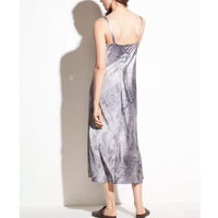 Watercolor Marble Silk-Satin Cami Midi Dress