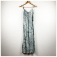 Watercolor Marble Silk-Satin Cami Midi Dress