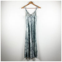 Watercolor Marble Silk-Satin Cami Midi Dress